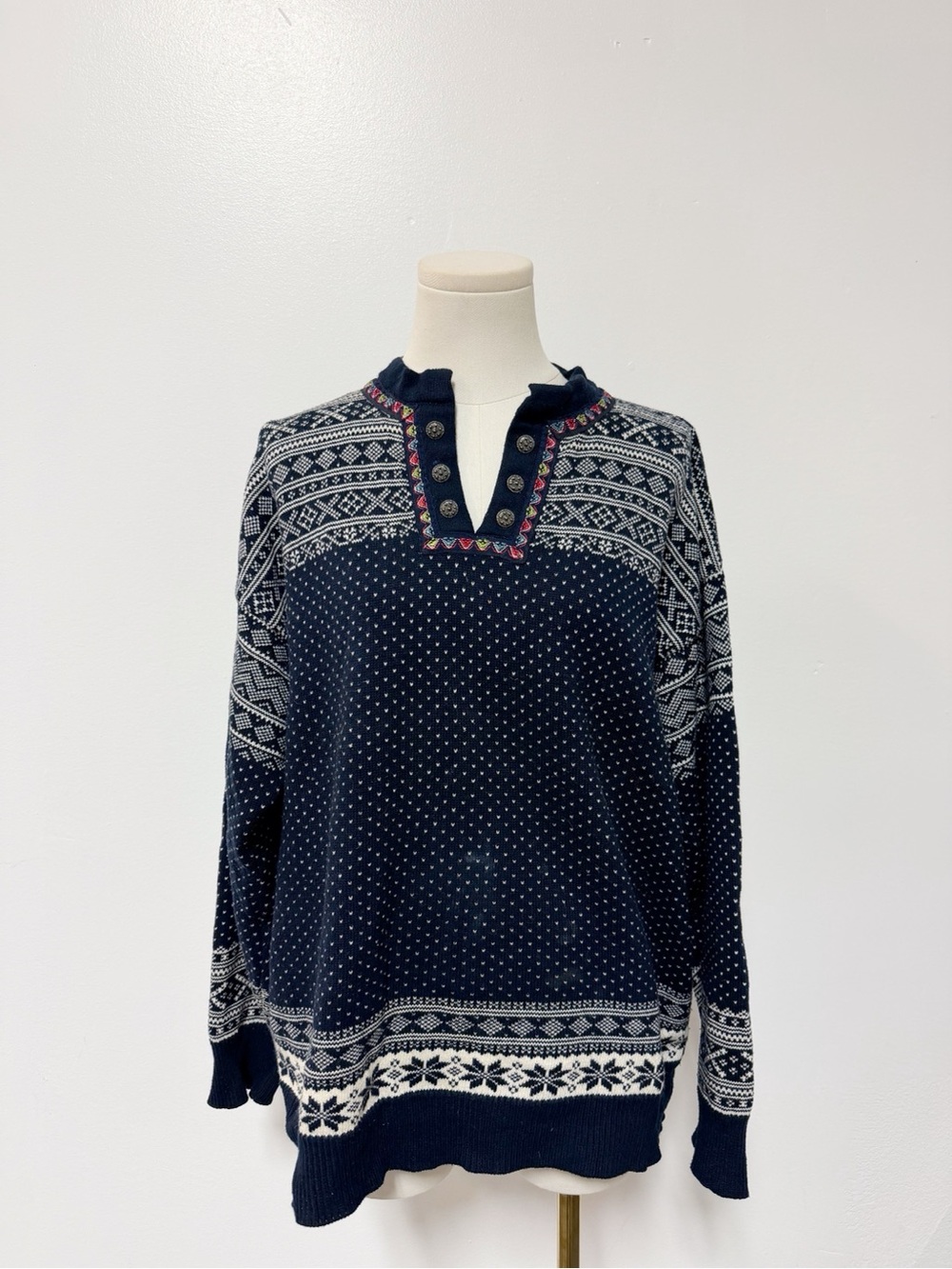 Dale Of Norway Vintage Fair Isle Cotton Pullover Sweater Size XL